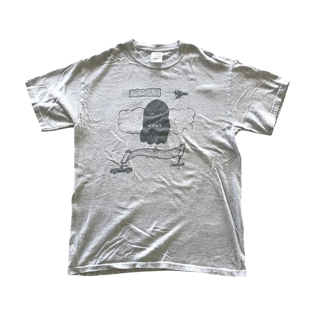 Gildan Why Where It Hits You Ghost Graphic Tee Mens M Gray Short Sleeve Shirt